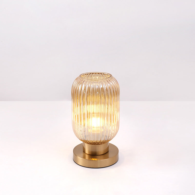 Round Cylinder Striped Iron Table Lamp