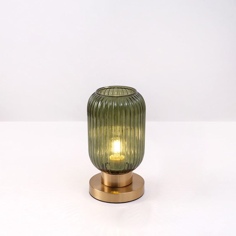 Round Cylinder Striped Iron Table Lamp