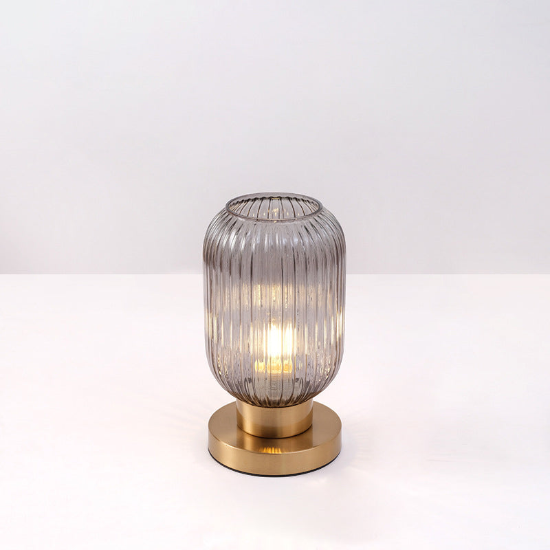 Round Cylinder Striped Iron Table Lamp