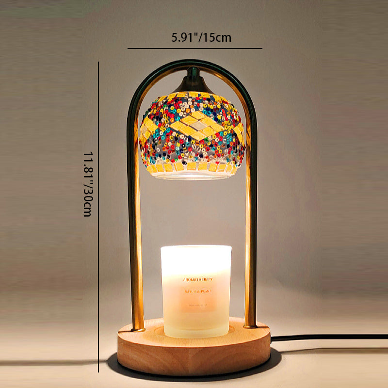 Spherical Dotted Rhombus Floral Table Lamp