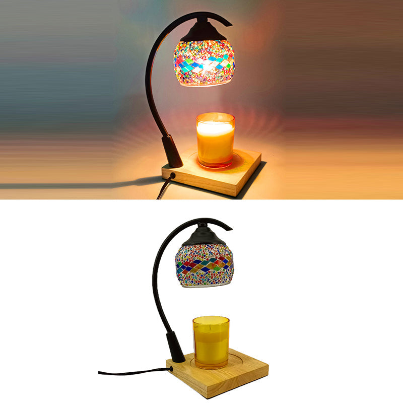 Spherical Dotted Rhombus Floral Table Lamp