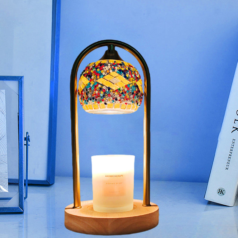 Spherical Dotted Rhombus Floral Table Lamp
