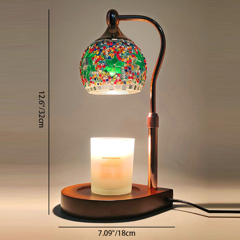 Spherical Dotted Rhombus Floral Table Lamp