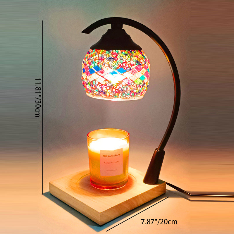 Spherical Dotted Rhombus Floral Table Lamp