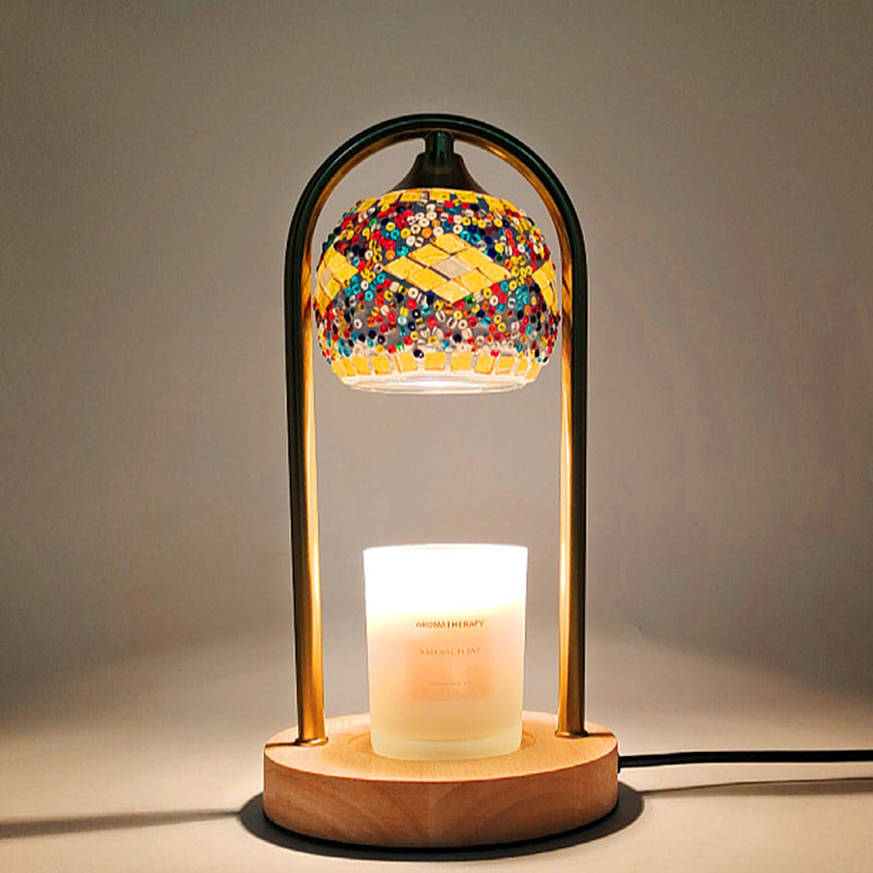 Spherical Dotted Rhombus Floral Table Lamp