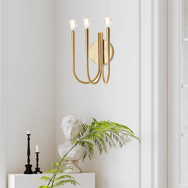 Arc Branch Disc Hardware 3-Light Wall Lamp