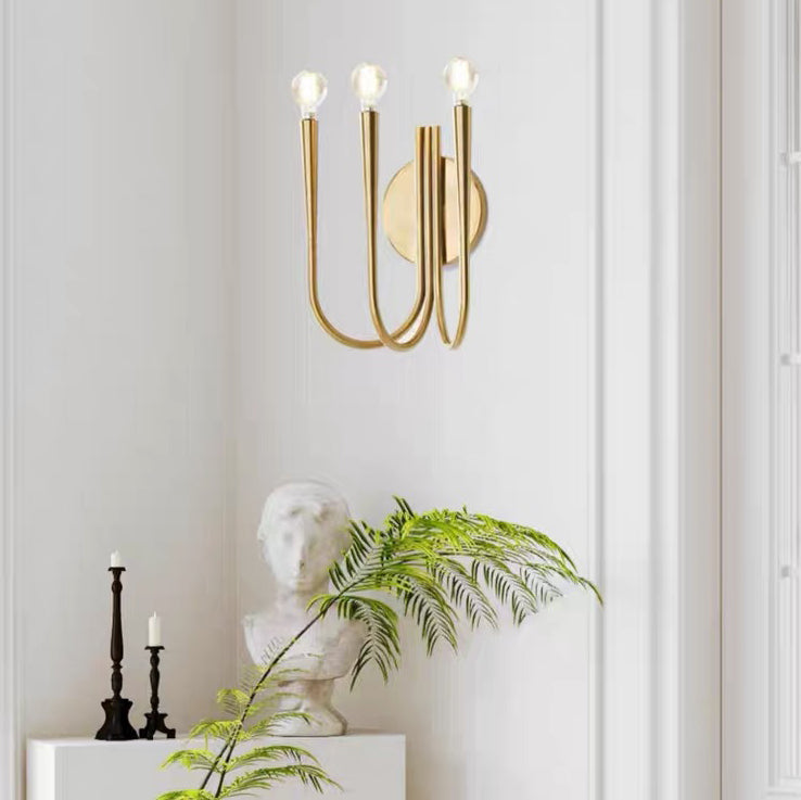Arc Branch Disc Hardware 3-Light Wall Lamp