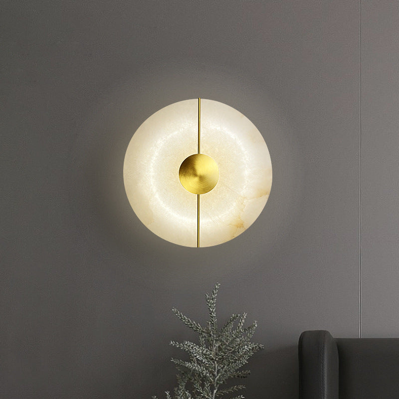 Round Oval Iron Marble Wall Lamp