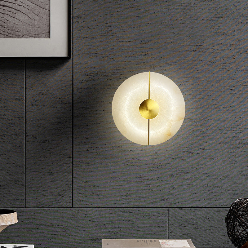 Round Oval Iron Marble Wall Lamp