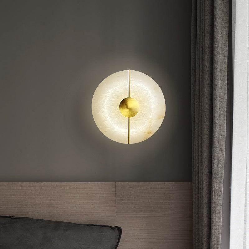 Round Oval Iron Marble Wall Lamp