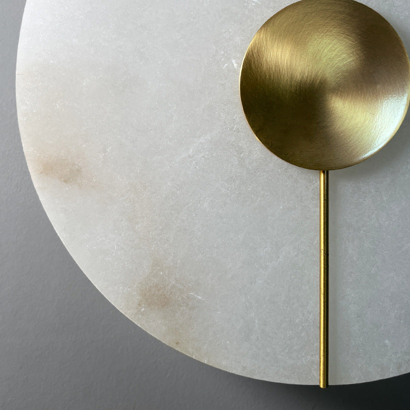 Round Oval Iron Marble Wall Lamp