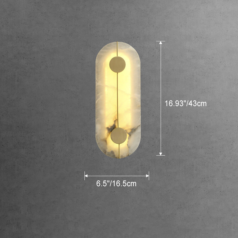 Round Oval Iron Marble Wall Lamp