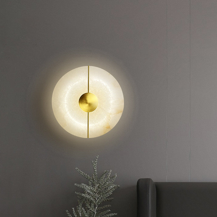 Round Oval Iron Marble Wall Lamp