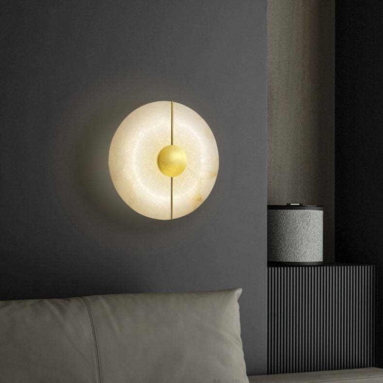 Round Oval Iron Marble Wall Lamp
