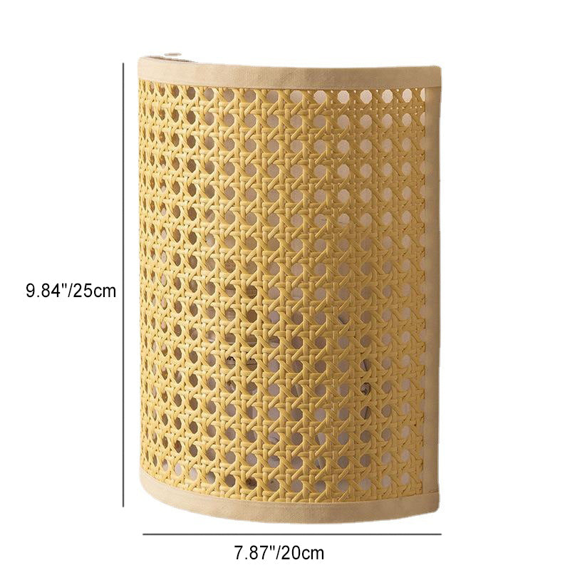 Semicircle Reticulated Hardware Rattan Wall Lamp