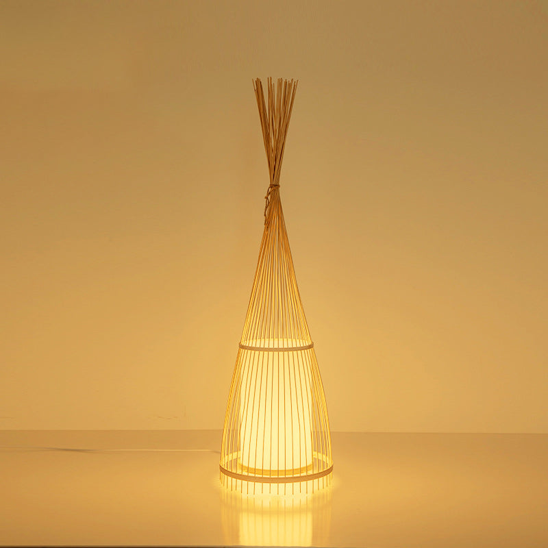 Cone Cylinder Bamboo Rattan Floor Lamp