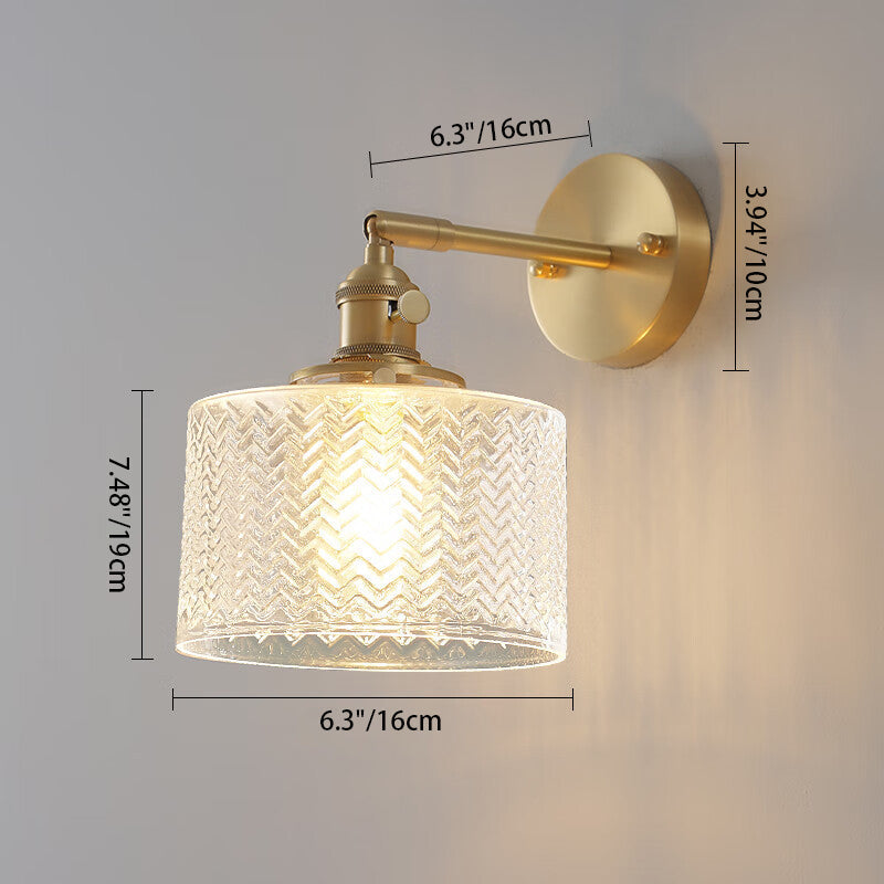 Cylinder Wavy Disc Brass Wall Lamp