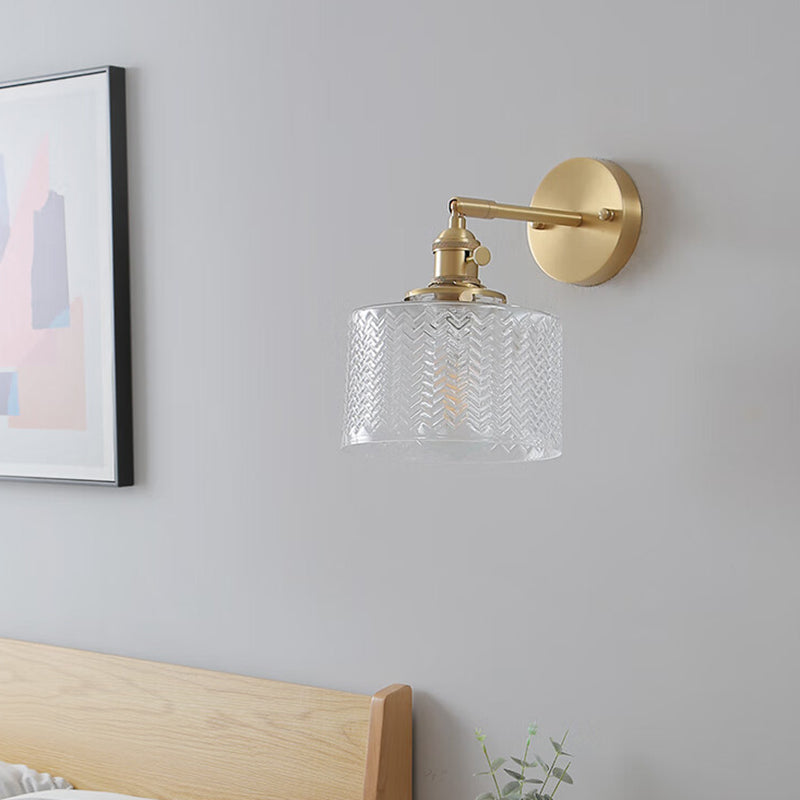 Cylinder Wavy Disc Brass Wall Lamp