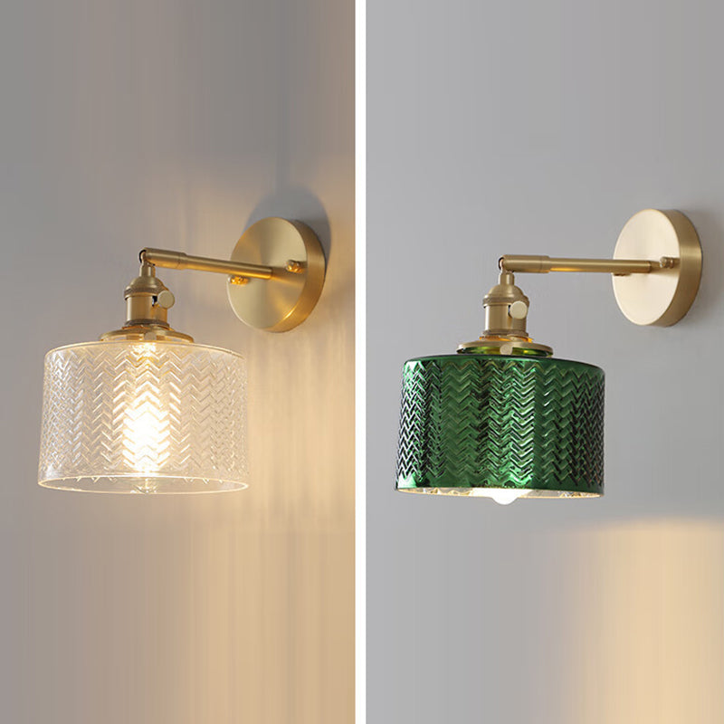 Cylinder Wavy Disc Brass Wall Lamp