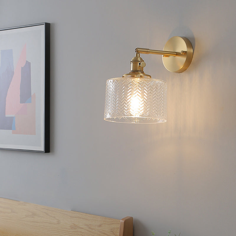 Cylinder Wavy Disc Brass Wall Lamp