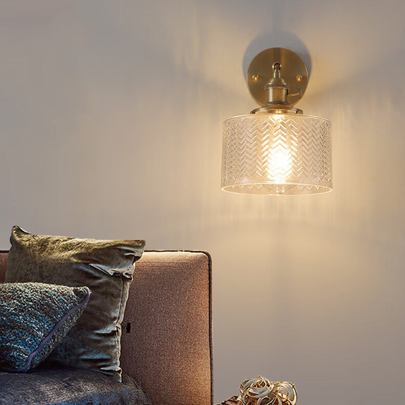Cylinder Wavy Disc Brass Wall Lamp