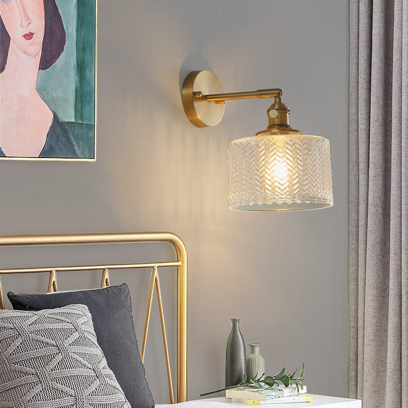 Cylinder Wavy Disc Brass Wall Lamp