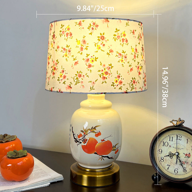 Oval Cylinder Persimmon Tree Table Lamp