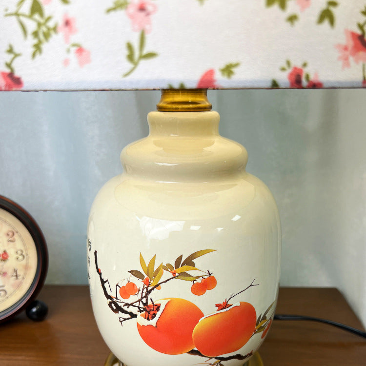 Oval Cylinder Persimmon Tree Table Lamp