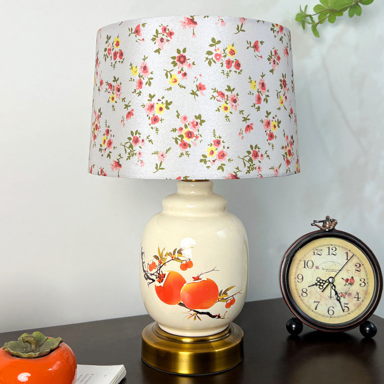 Oval Cylinder Persimmon Tree Table Lamp
