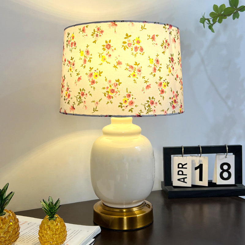 Oval Cylinder Persimmon Tree Table Lamp