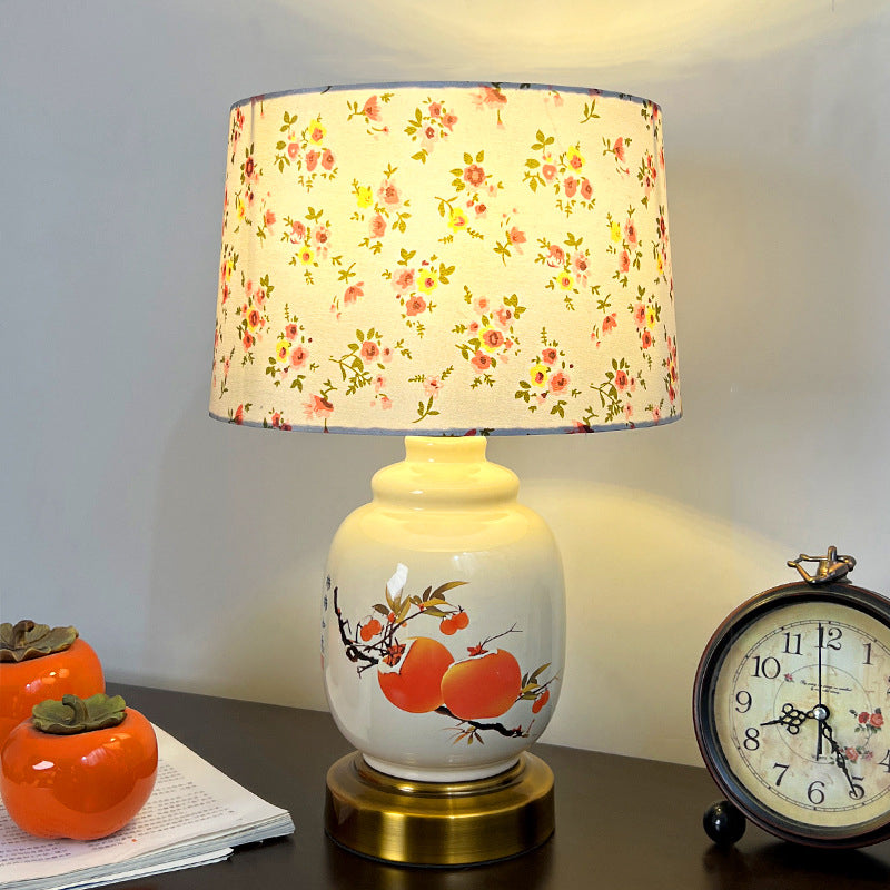 Oval Cylinder Persimmon Tree Table Lamp