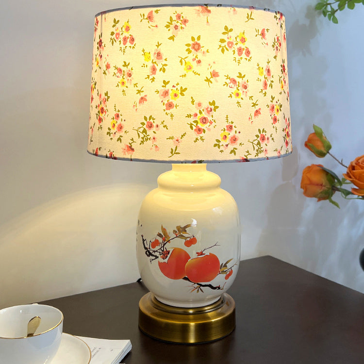 Oval Cylinder Persimmon Tree Table Lamp