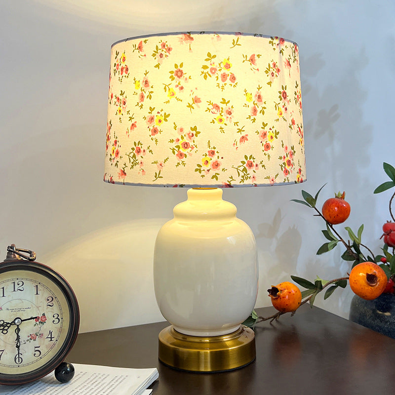 Oval Cylinder Persimmon Tree Table Lamp