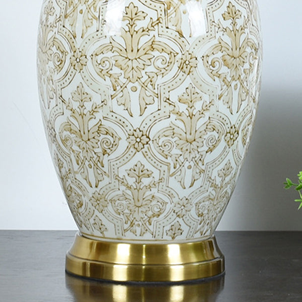 Oval Round Pleated Pattern Table Lamp