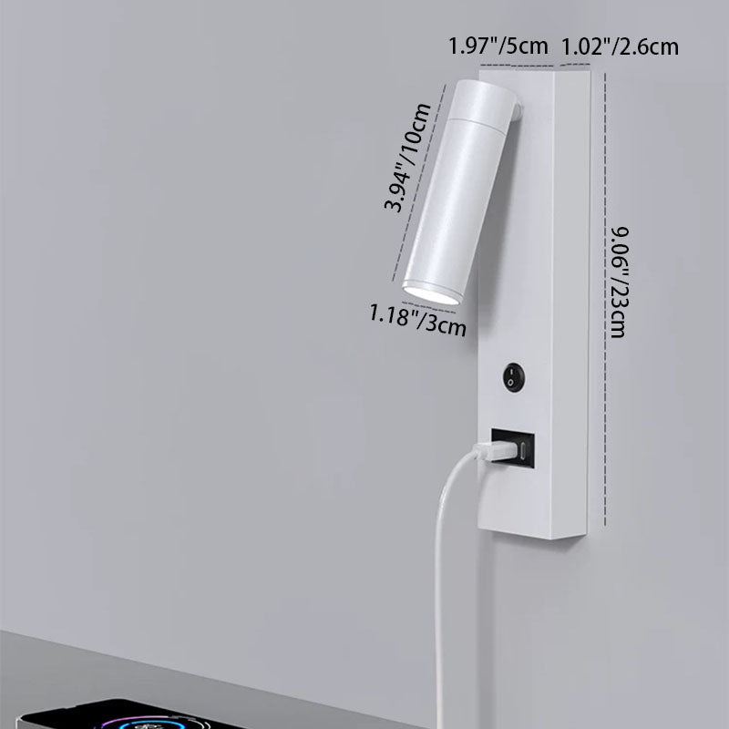Cylinder Rectangular Aluminum Bedroom Wall Lamp