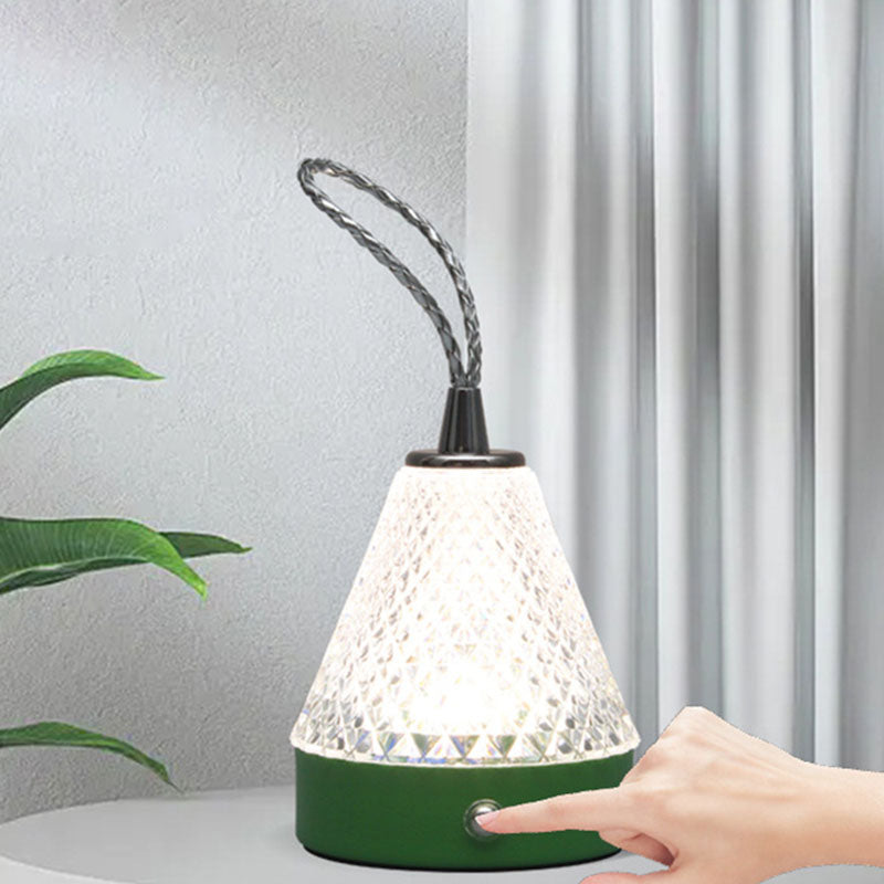 Round Metal Acrylic Bedroom Table Lamp