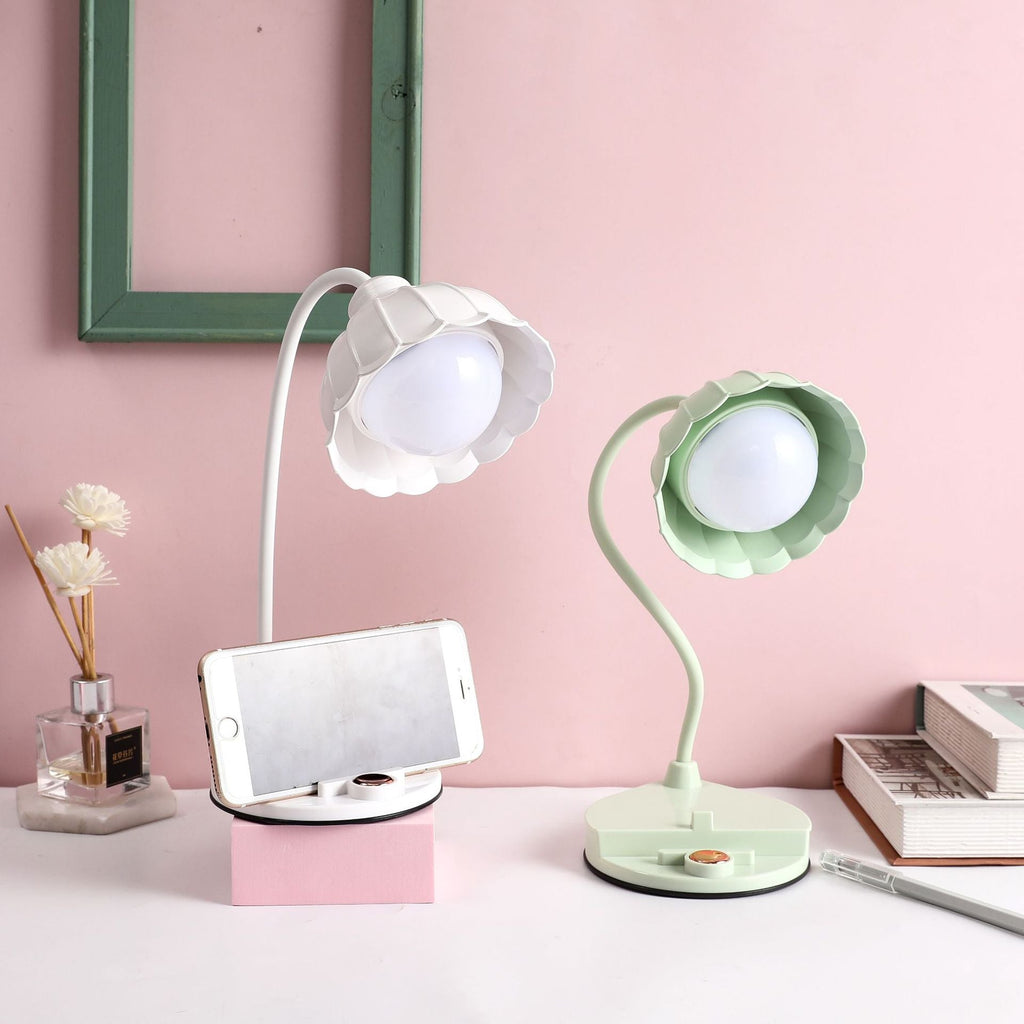 Flower Round Plastic Bedroom Table Lamp