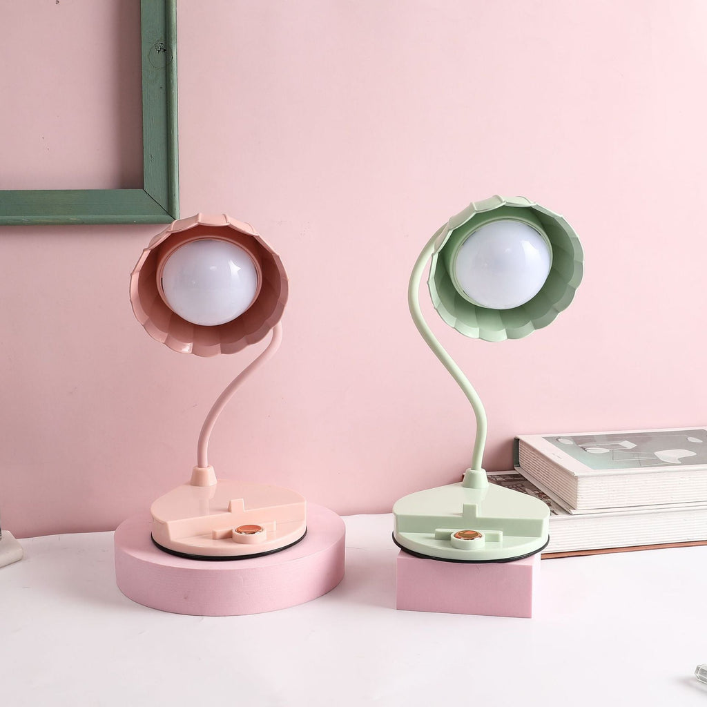 Flower Round Plastic Bedroom Table Lamp