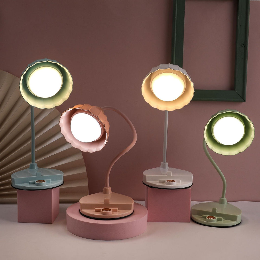 Flower Round Plastic Bedroom Table Lamp