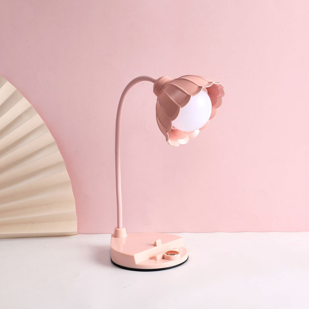 Flower Round Plastic Bedroom Table Lamp