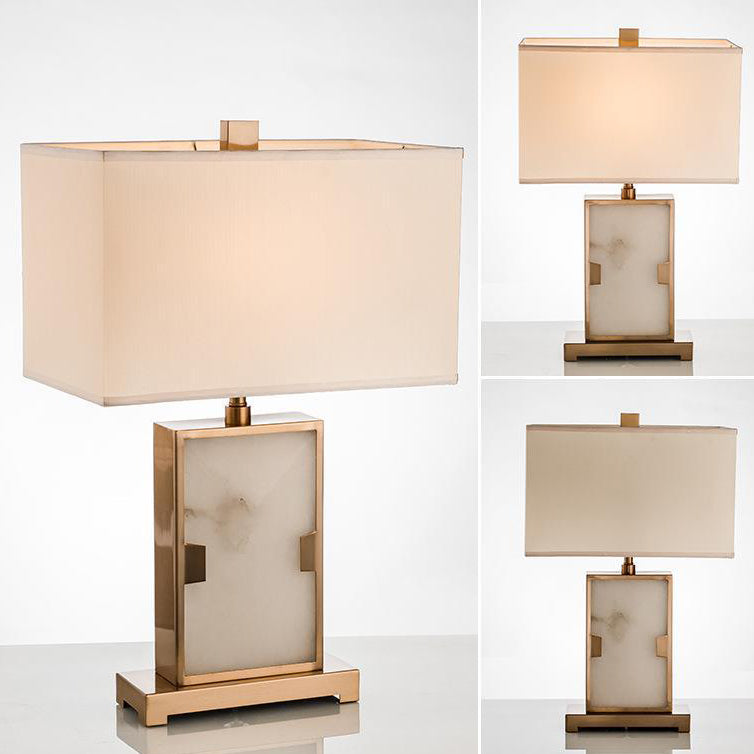 Rectangle Hardware Marble Fabric Table Lamp