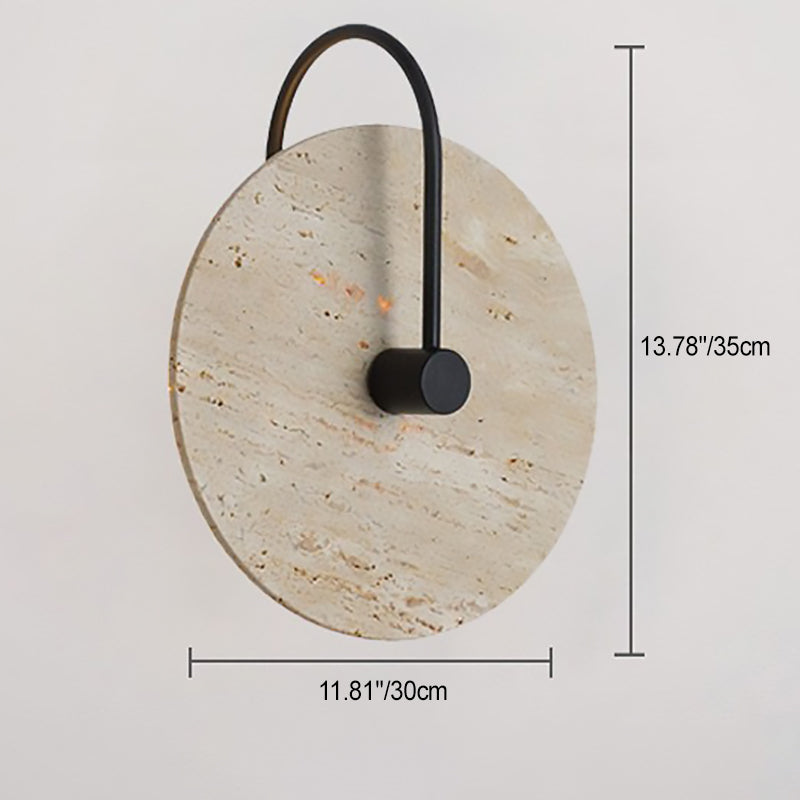 Round Curved Yellow Travertine Wall Lamp