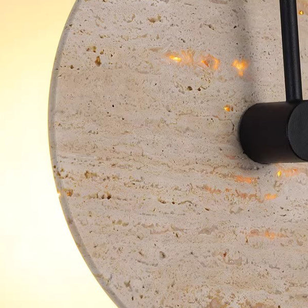 Round Curved Yellow Travertine Wall Lamp