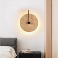 Round Curved Yellow Travertine Wall Lamp