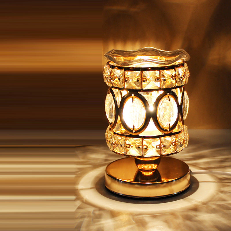 Cylinder Round Iron Crystal Table Lamp