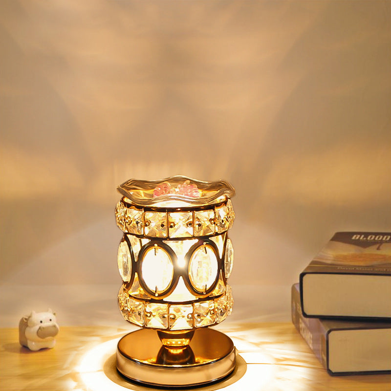 Cylinder Round Iron Crystal Table Lamp