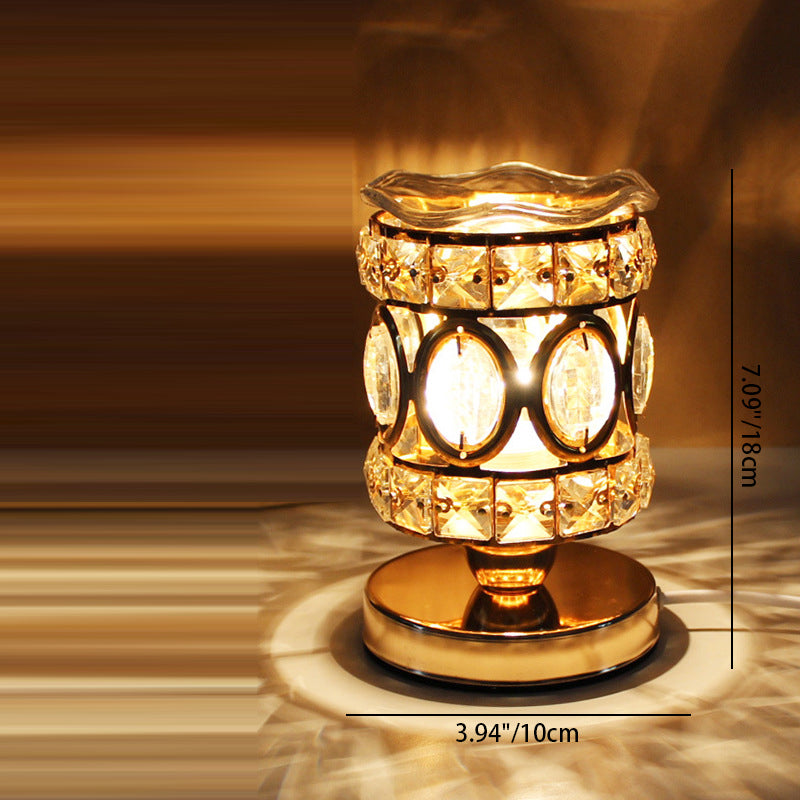 Cylinder Round Iron Crystal Table Lamp