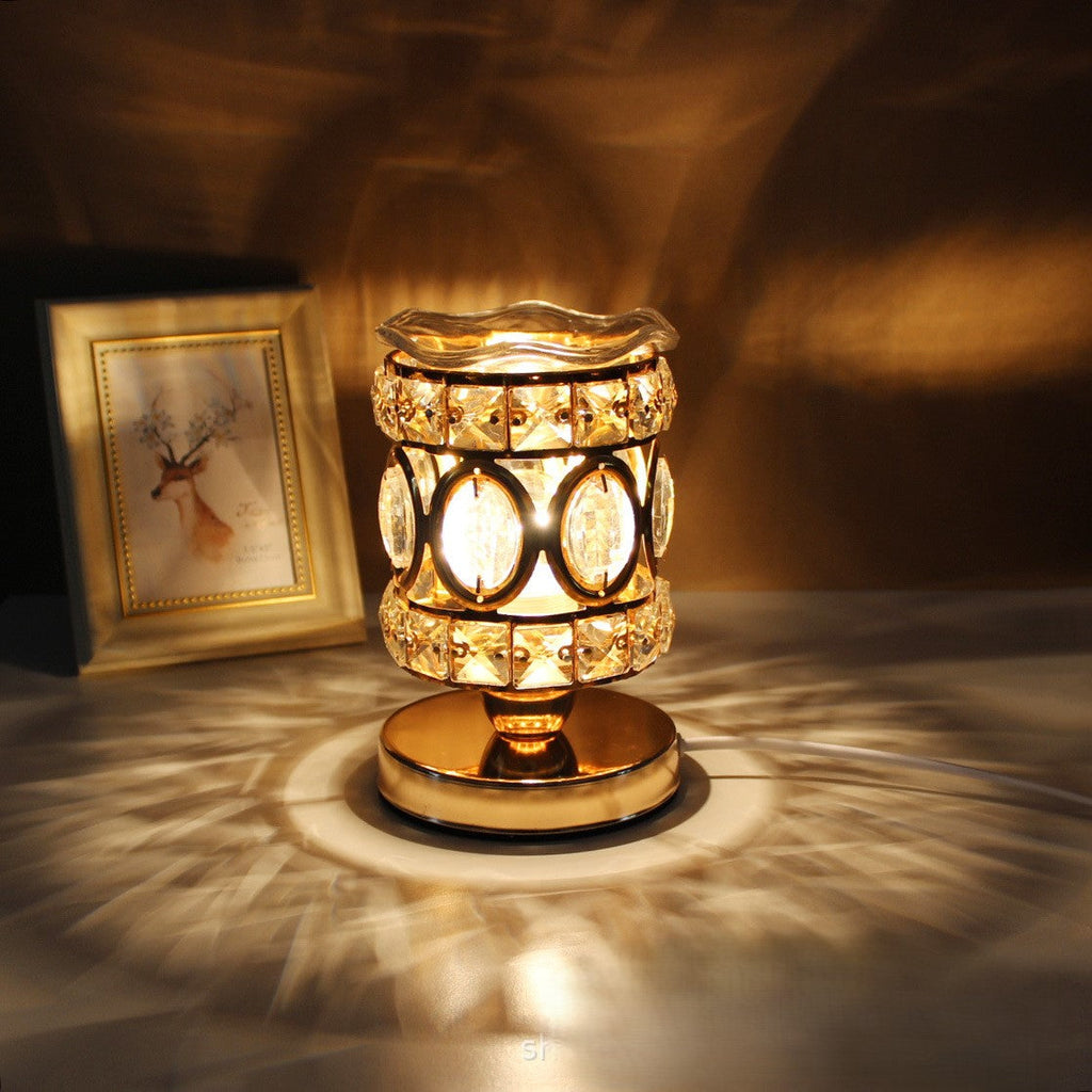 Cylinder Round Iron Crystal Table Lamp