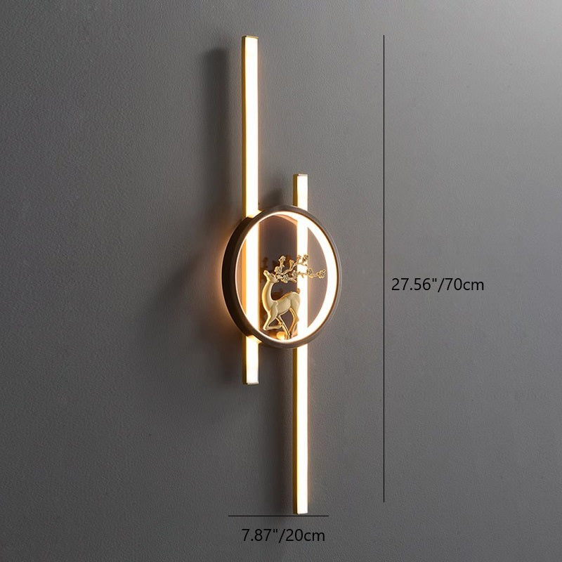 Round Strip Plum Deer Wall Lamp