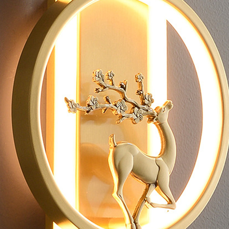 Round Strip Plum Deer Wall Lamp